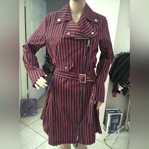 VINTAGE Ritva Falla (MARIMEKKO) STRIPED JACKET W/ ASYMMETRICAL ZIPPER & BELT